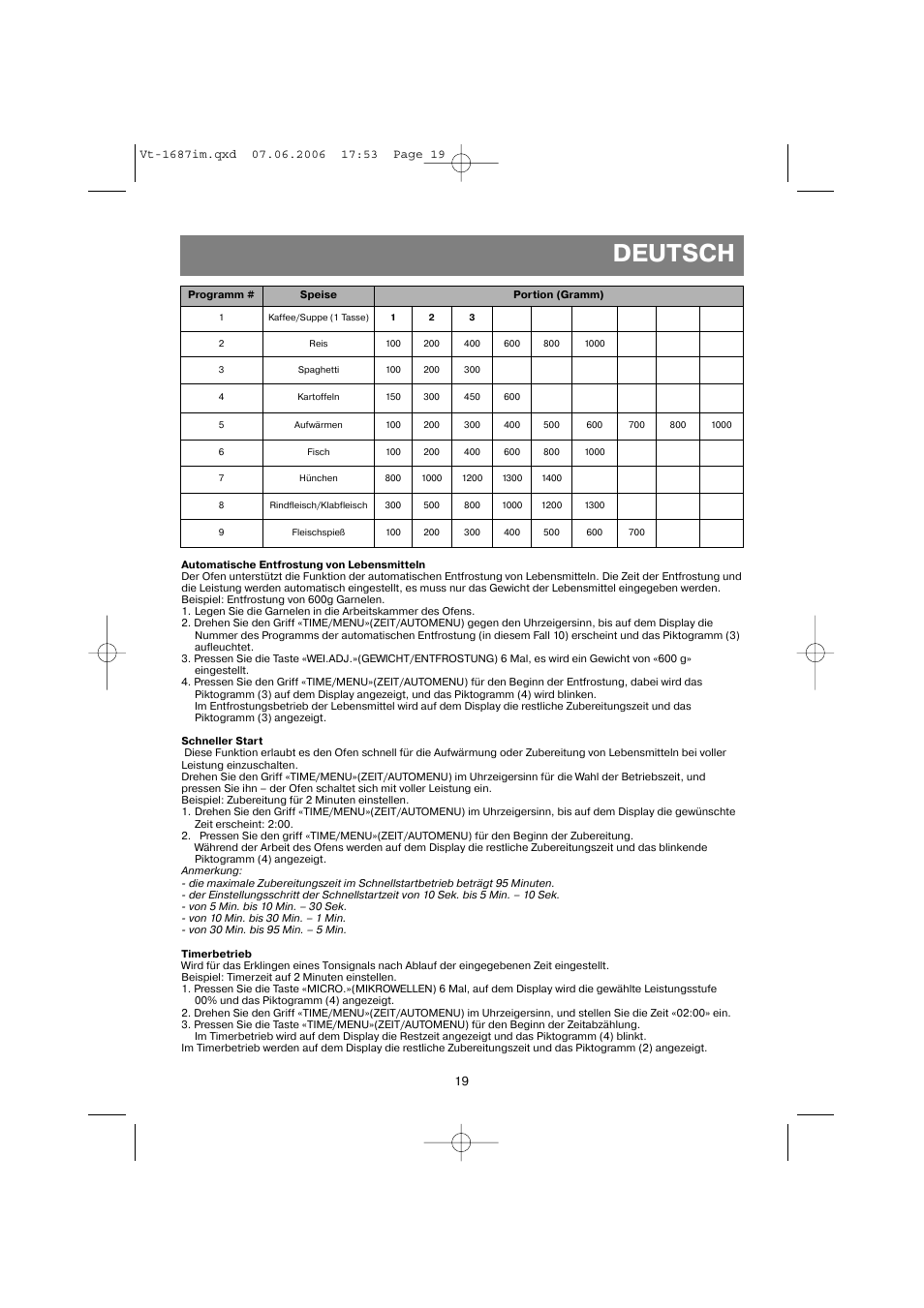 Deutsch | Vitek VT-1687 Lacerta User Manual | Page 19 / 120