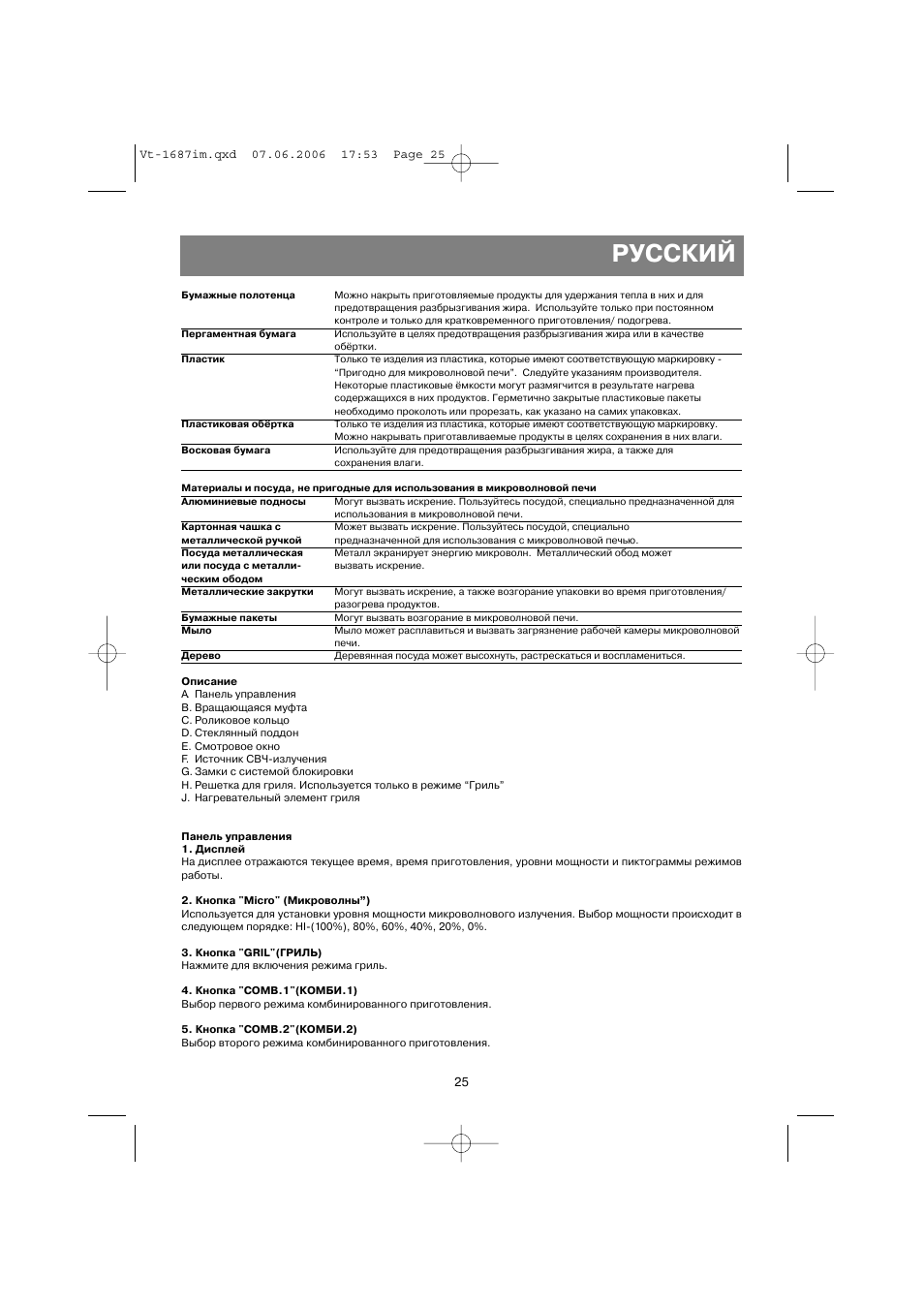 Русский | Vitek VT-1687 Lacerta User Manual | Page 25 / 120