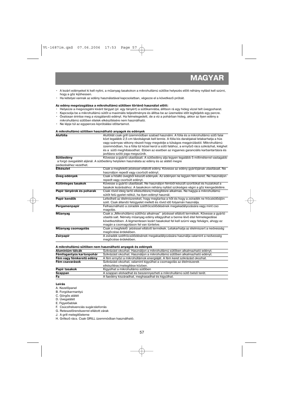 Magyar | Vitek VT-1687 Lacerta User Manual | Page 57 / 120