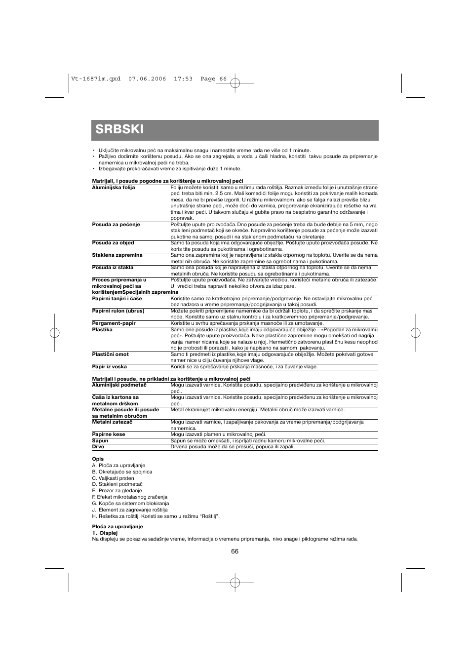 Srbski | Vitek VT-1687 Lacerta User Manual | Page 66 / 120