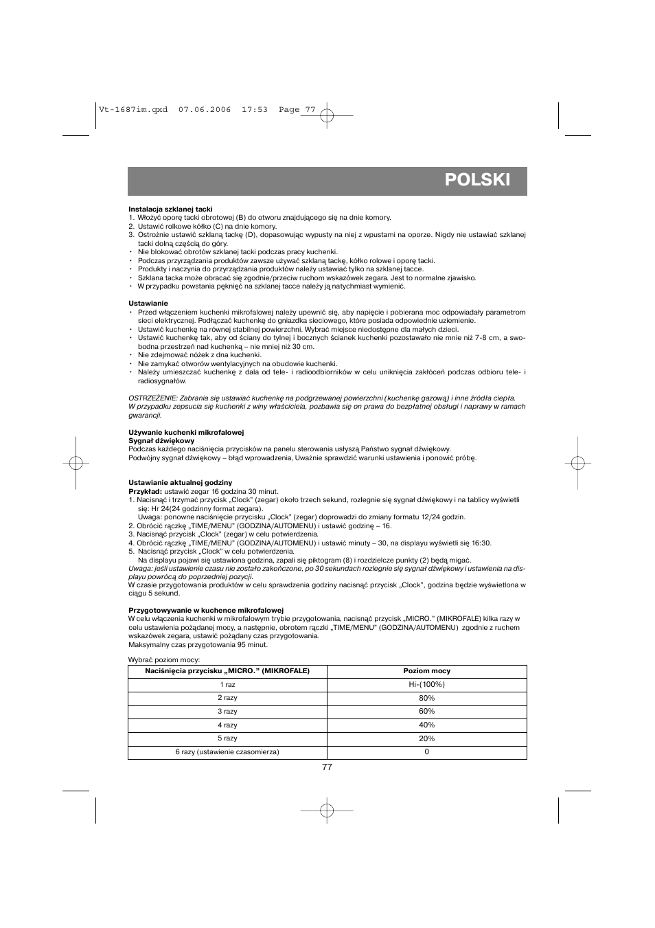 Polski | Vitek VT-1687 Lacerta User Manual | Page 77 / 120