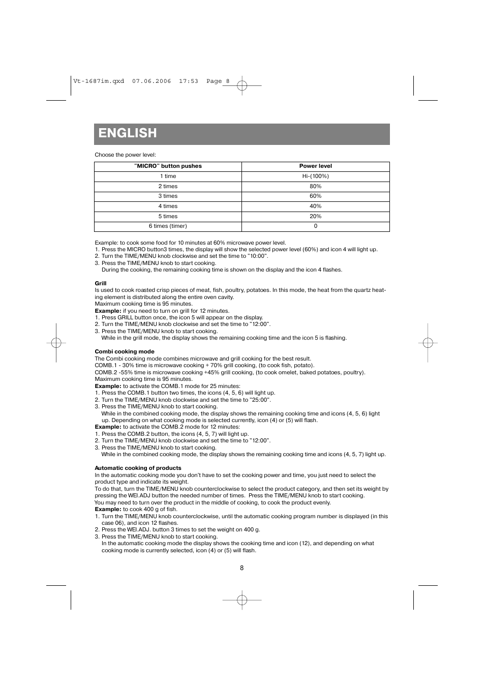 English | Vitek VT-1687 Lacerta User Manual | Page 8 / 120