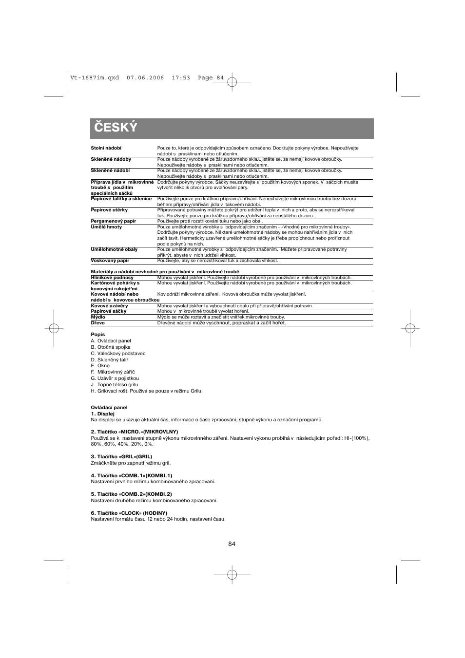 Český | Vitek VT-1687 Lacerta User Manual | Page 84 / 120