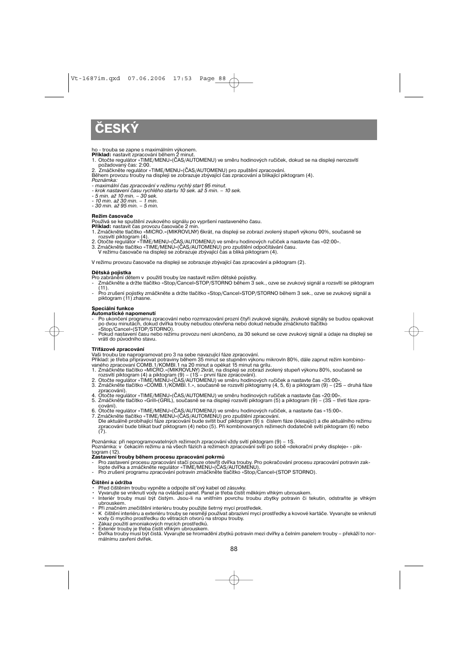 Český | Vitek VT-1687 Lacerta User Manual | Page 88 / 120