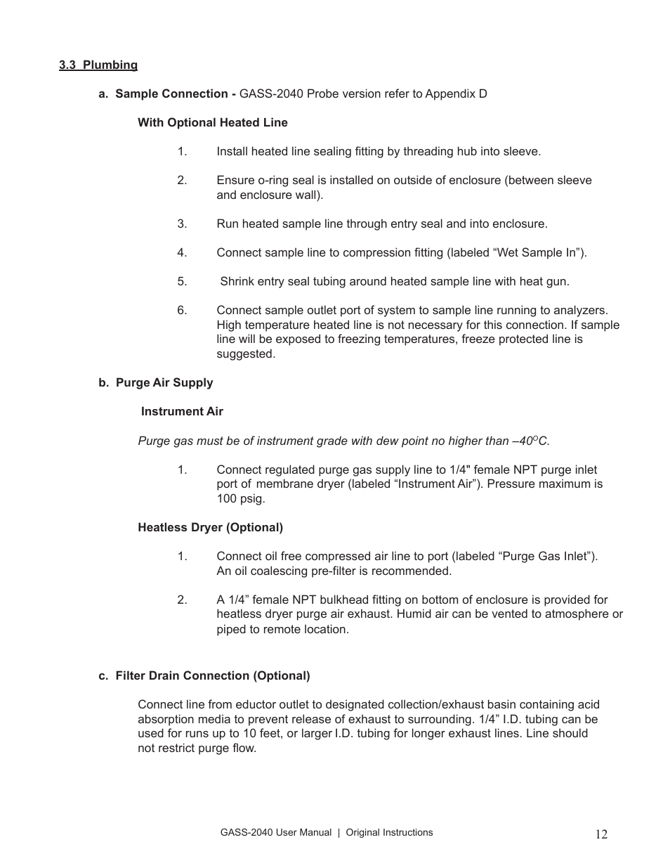 Perma Pure GASS-2040 User Manual | Page 12 / 29