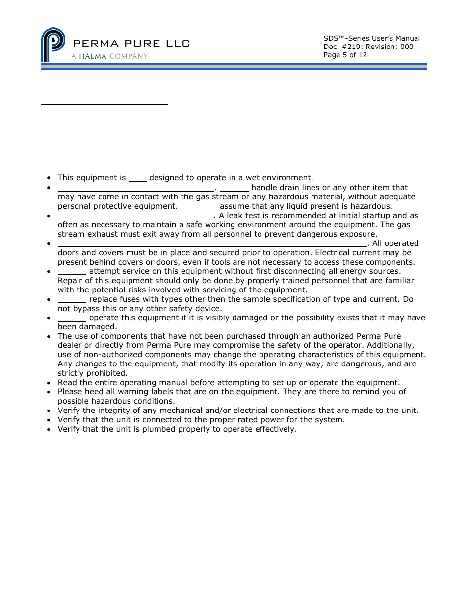 Perma pure llc | Perma Pure SDS-Series 4C-D201_-D202 User Manual | Page 5 / 12