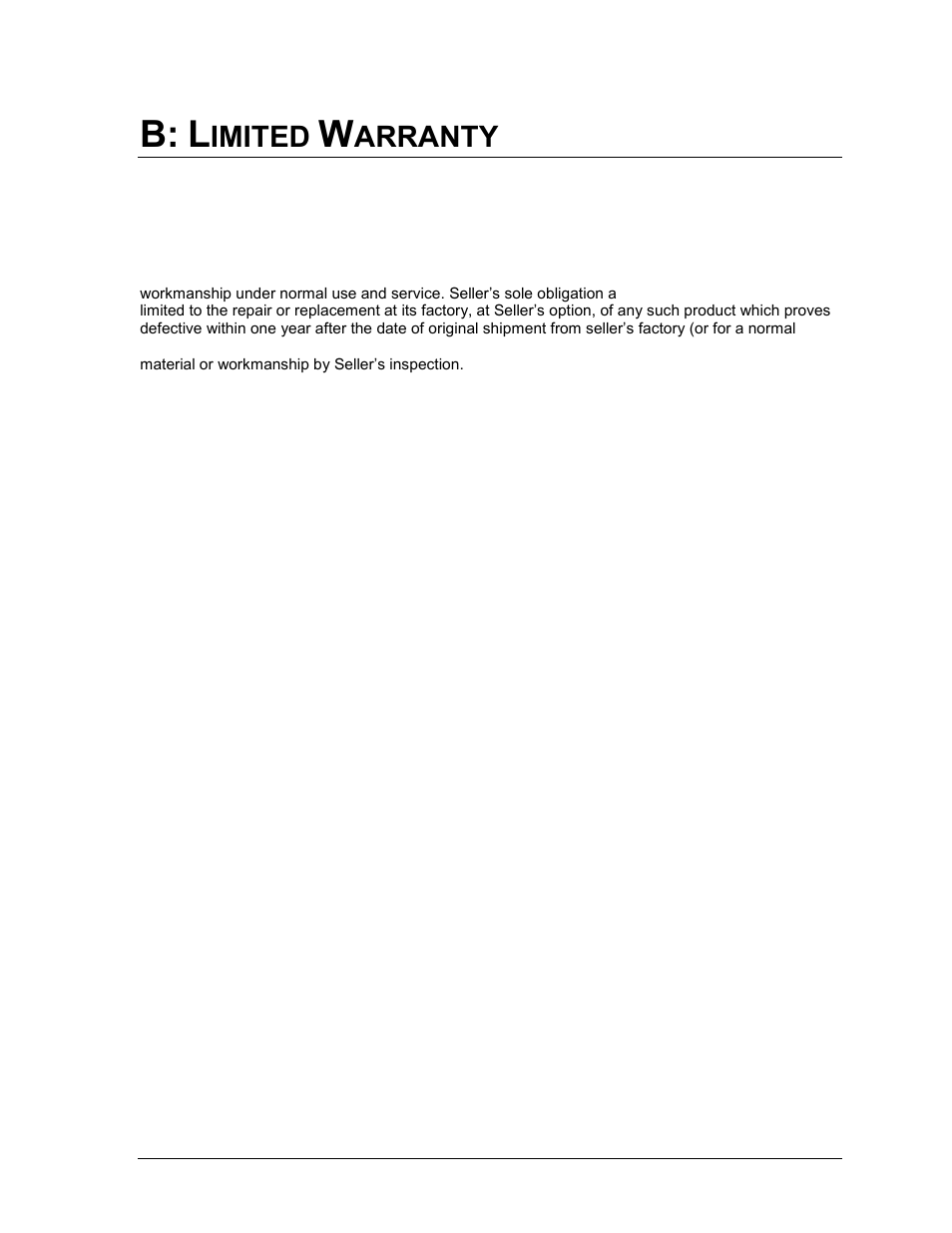 B: limited warranty, Imited, Arranty | Perma Pure MDSS (LLC Integrator Series) User Manual | Page 7 / 23