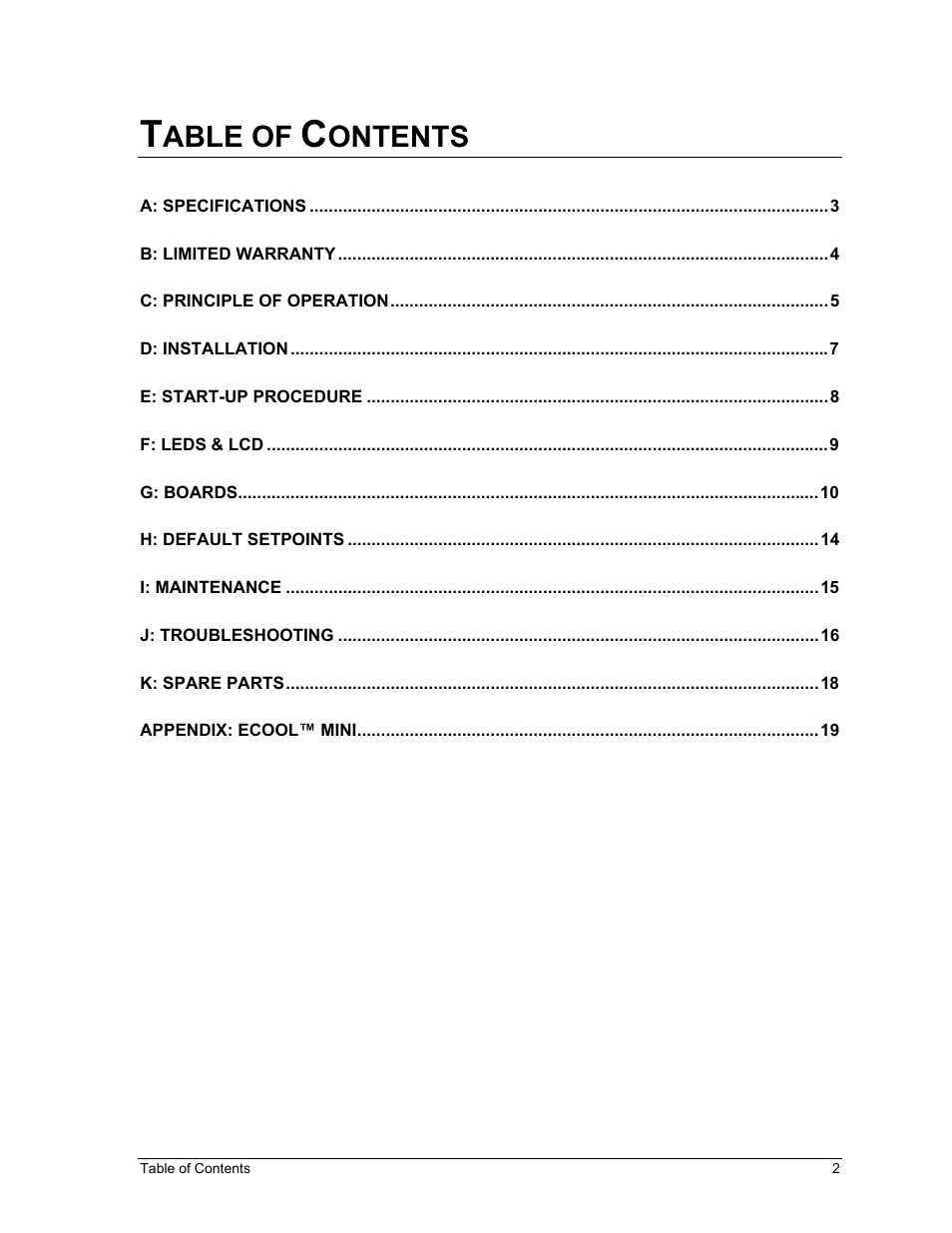 Able of, Ontents | Perma Pure Baldwin-Series MP5400 User Manual | Page 2 / 26