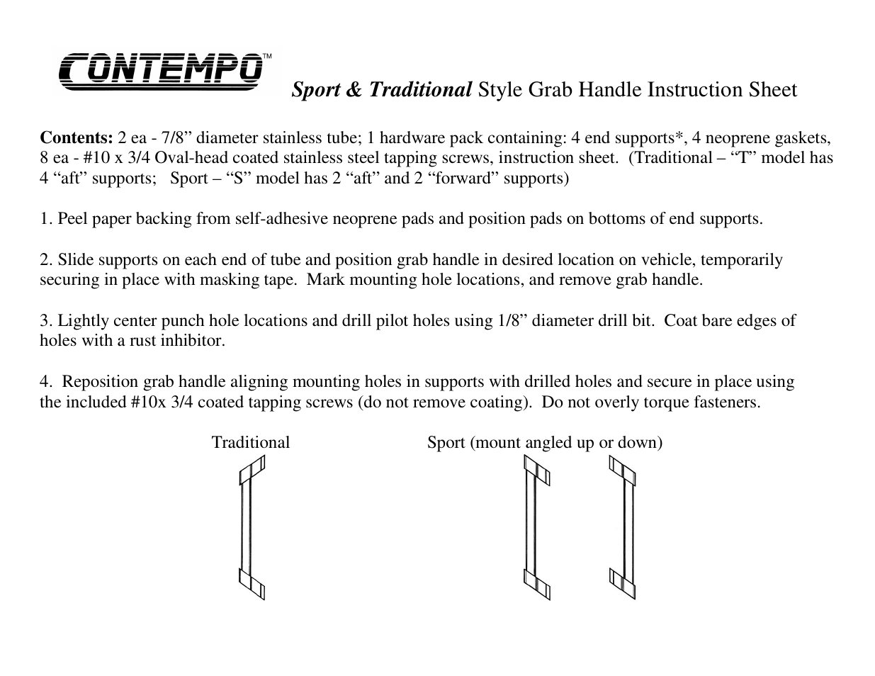 Perrycraft Contempo Grab Handles User Manual | 2 pages