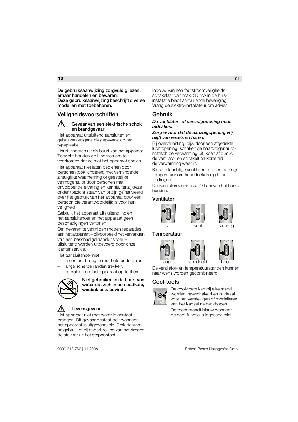 Bosch PHD9760 Profi-Haartrockner ProSalon User Manual | Page 10 / 46