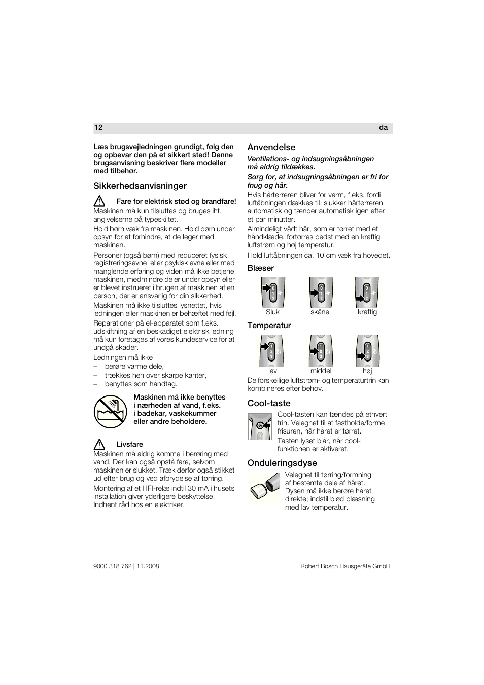 Bosch PHD9760 Profi-Haartrockner ProSalon User Manual | Page 12 / 46