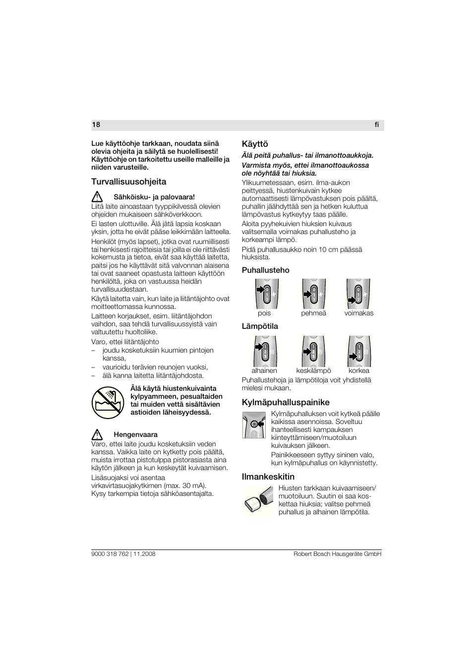 Bosch PHD9760 Profi-Haartrockner ProSalon User Manual | Page 18 / 46