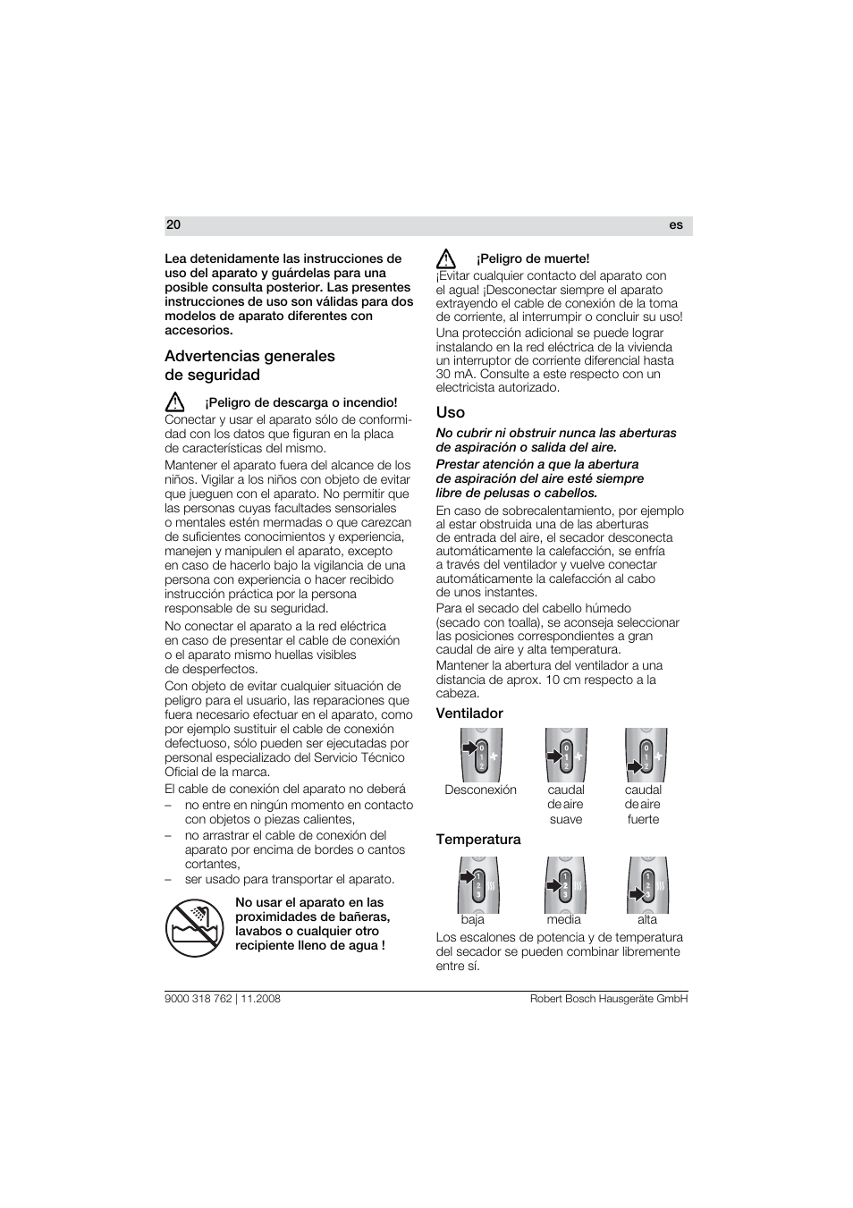 Bosch PHD9760 Profi-Haartrockner ProSalon User Manual | Page 20 / 46
