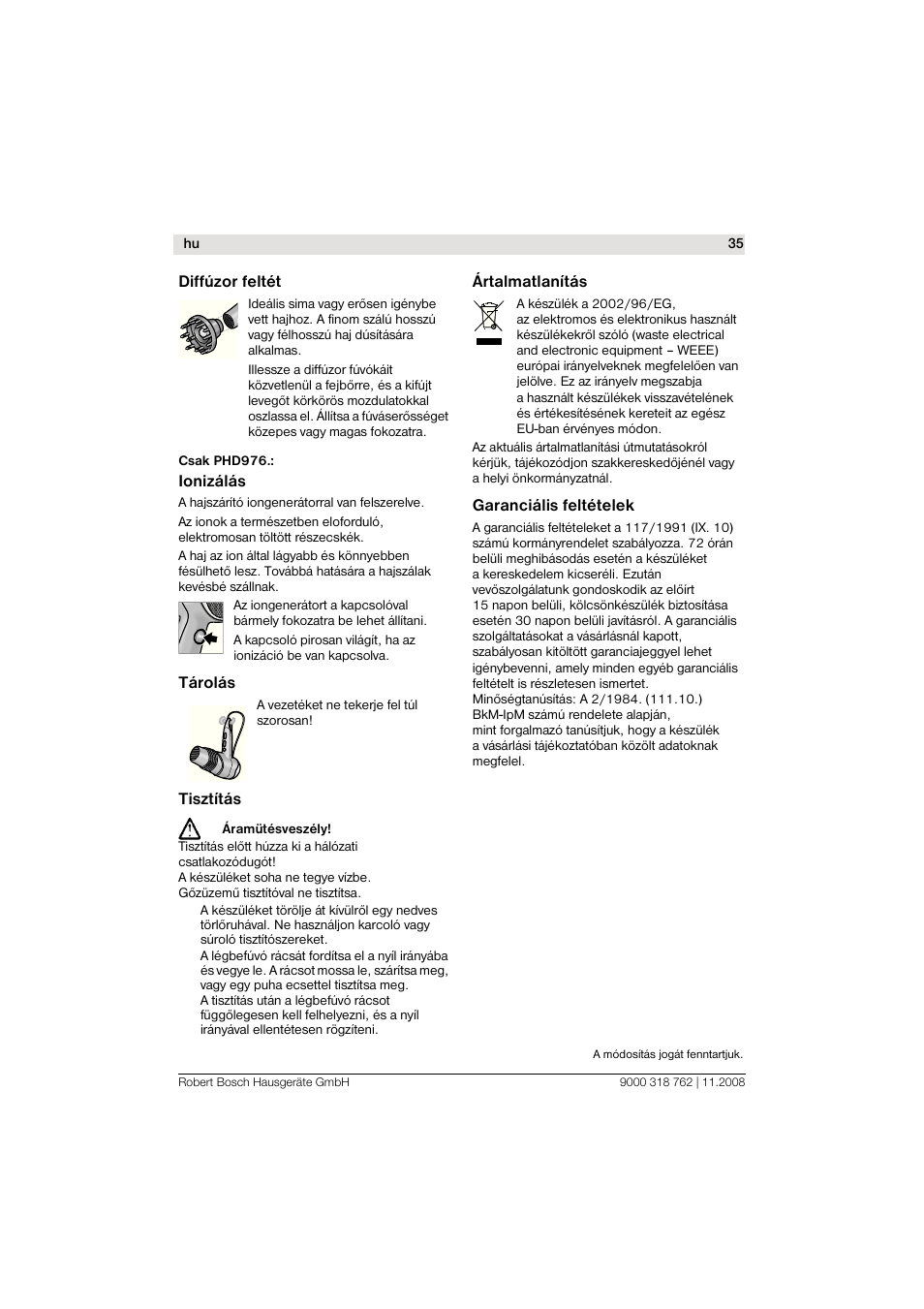 Bosch PHD9760 Profi-Haartrockner ProSalon User Manual | Page 35 / 46