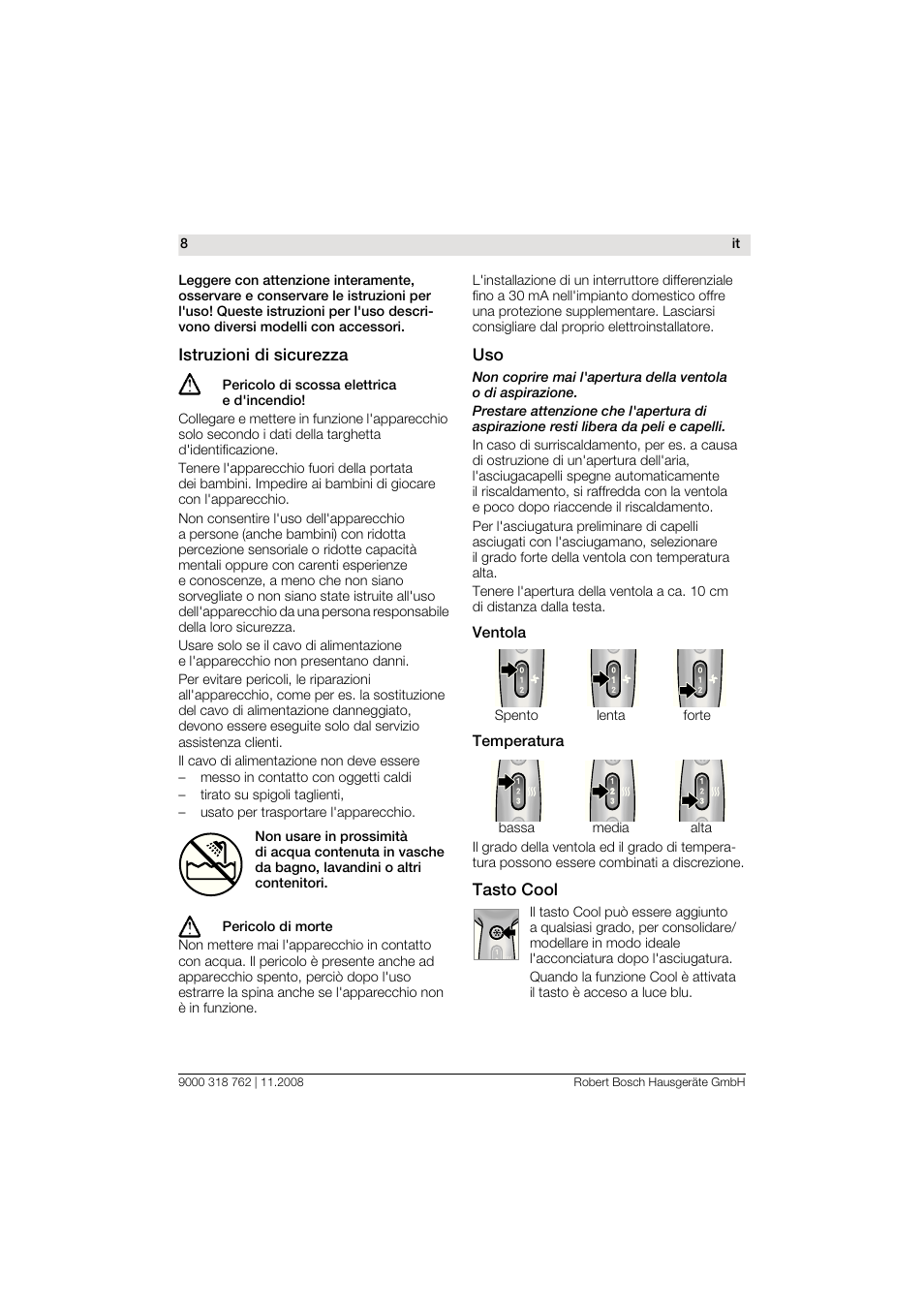 Bosch PHD9760 Profi-Haartrockner ProSalon User Manual | Page 8 / 46
