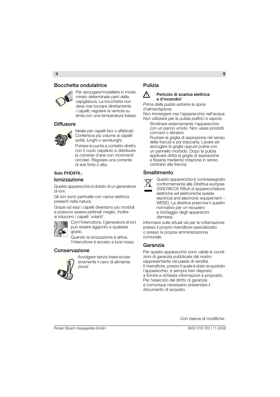 Bosch PHD9760 Profi-Haartrockner ProSalon User Manual | Page 9 / 46