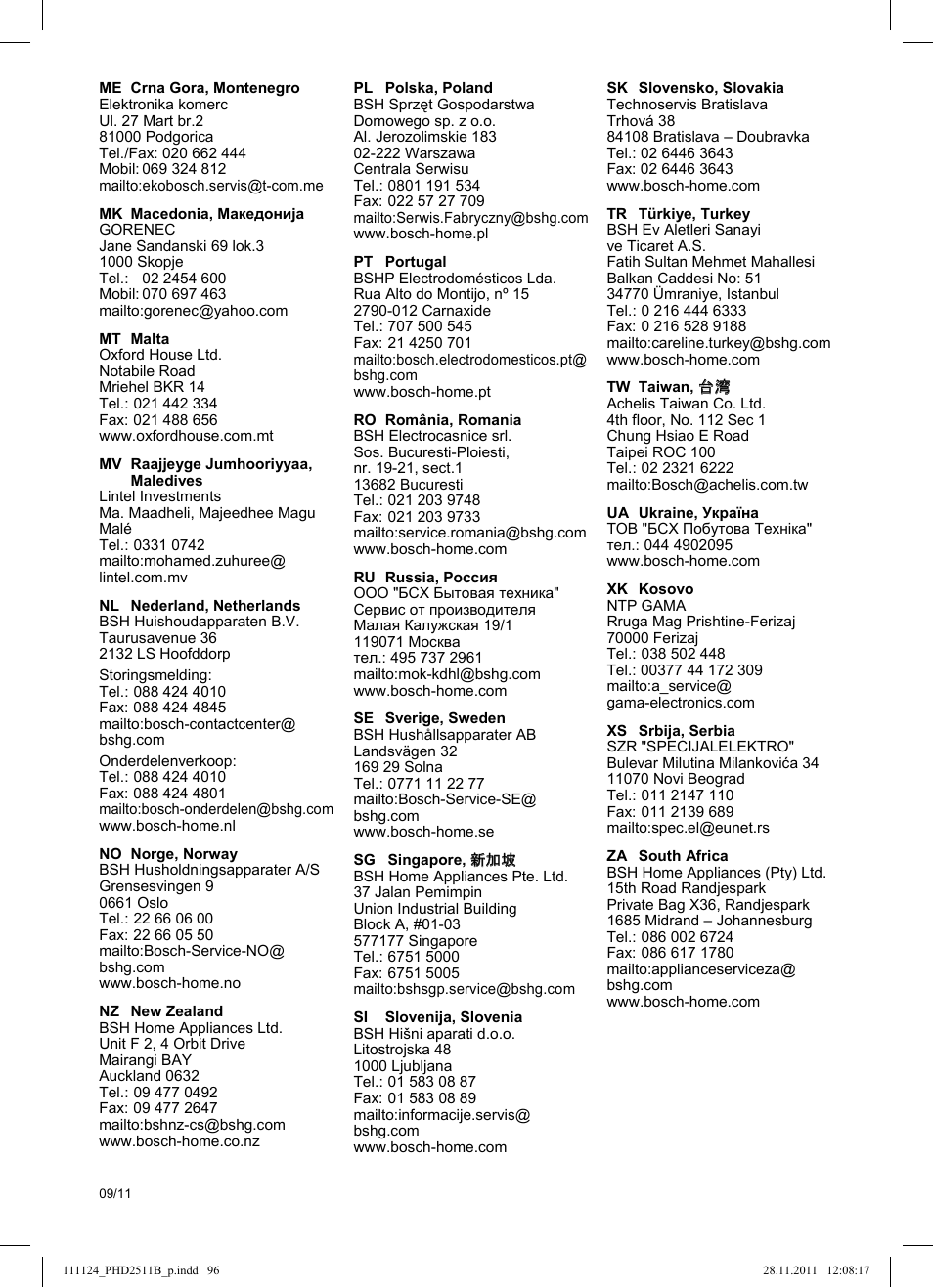 Bosch PHD2511 Haartrockner StarShine DryStyle User Manual | Page 98 / 100
