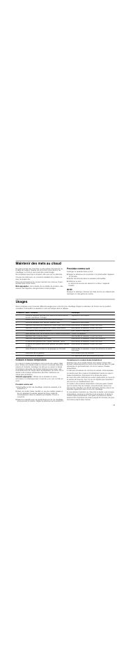 Maintenir des mets au chaud, Procédez comme suit, Ranger la vaisselle dans le tiroir | Mettre les aliments dans la vaisselle préchauffée, Refermer le tiroir, Arrêt, Usages, Cuisson à basse température, Conseils pour la cuisson basse température | Bosch HSC140652 Einbau-Wärmeschublade Edelstahl 141 mm hoch User Manual | Page 23 / 40