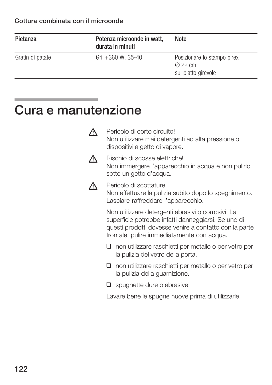 Cura e manutenzione | Bosch HMT72G420 - weiß Mikrowellengerät mit Grill User Manual | Page 122 / 160