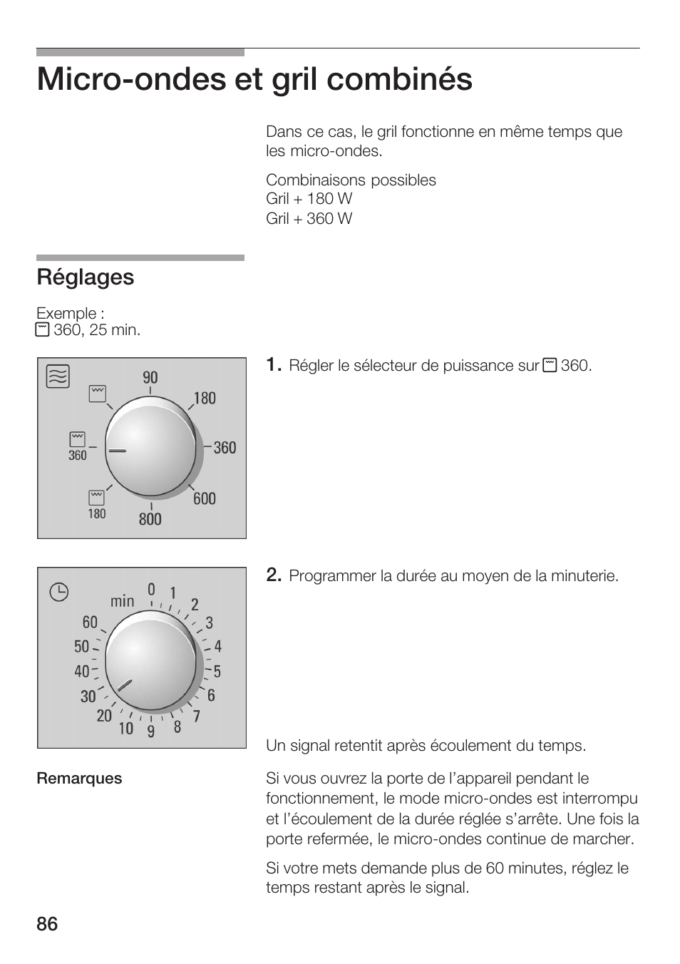 Microćondes et gril combinés, Réglages | Bosch HMT72G420 - weiß Mikrowellengerät mit Grill User Manual | Page 86 / 160