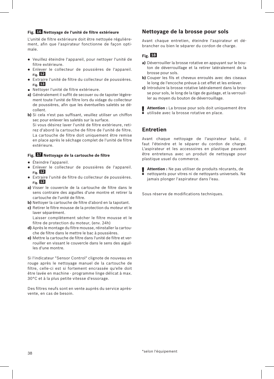 Nettoyage de la brosse pour sols, Entretien | Bosch Athlet 252V Kabelloser Handstaubsauger BCH6255N1 dark navy User Manual | Page 39 / 108