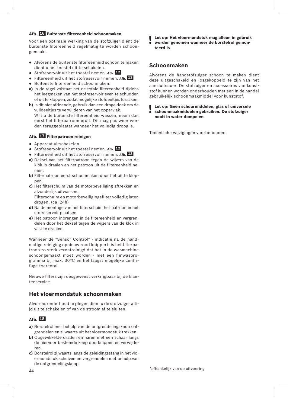 Het vloermondstuk schoonmaken, Schoonmaken | Bosch Athlet 252V Kabelloser Handstaubsauger BCH6255N1 dark navy User Manual | Page 45 / 108