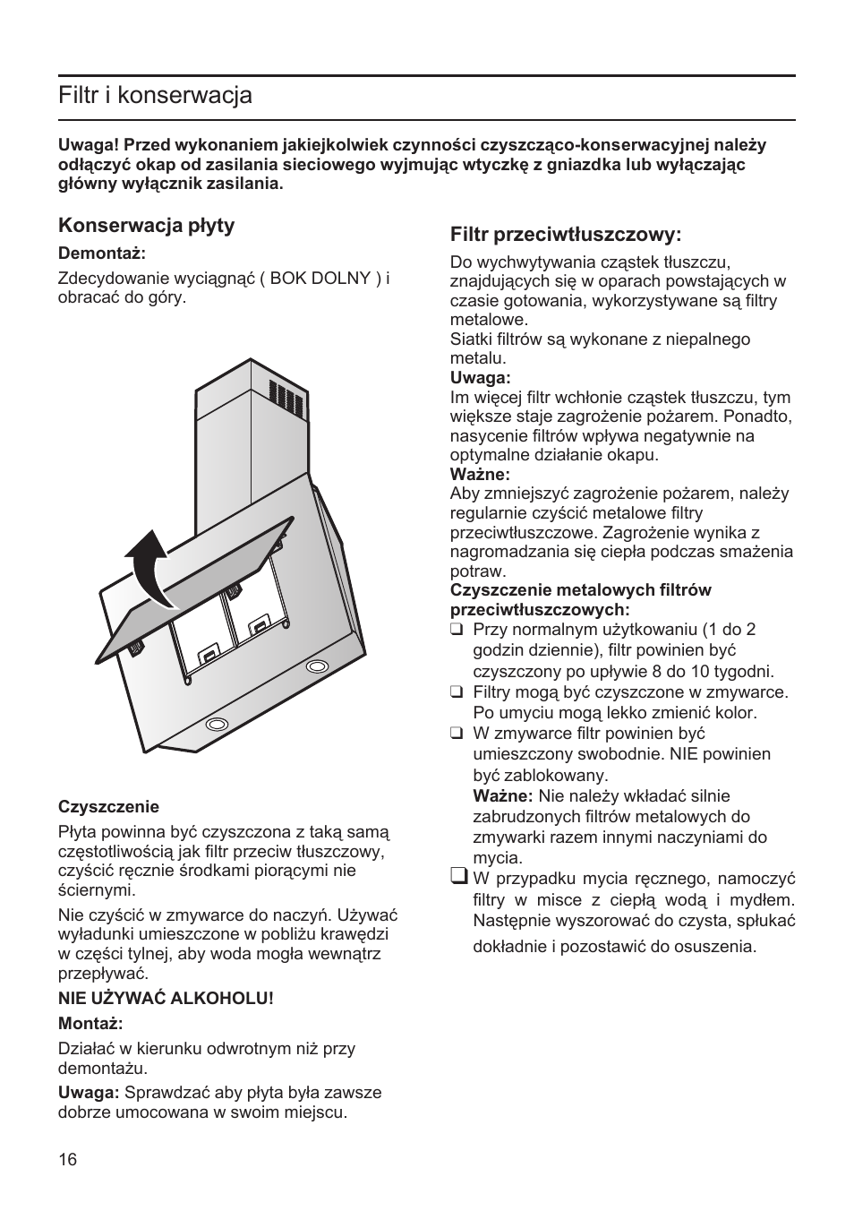 Filtr i konserwacja | Bosch DWK09M760 Vulkan Schwarz Wandesse 90 cm Schräg-Essen-Design User Manual | Page 16 / 40