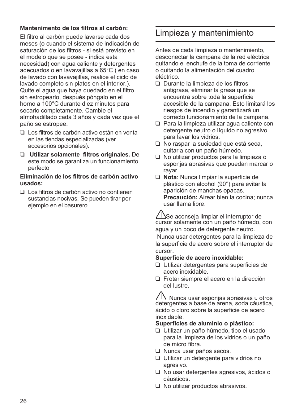 Limpieza y mantenimiento | Bosch DWK09M760 Vulkan Schwarz Wandesse 90 cm Schräg-Essen-Design User Manual | Page 26 / 40