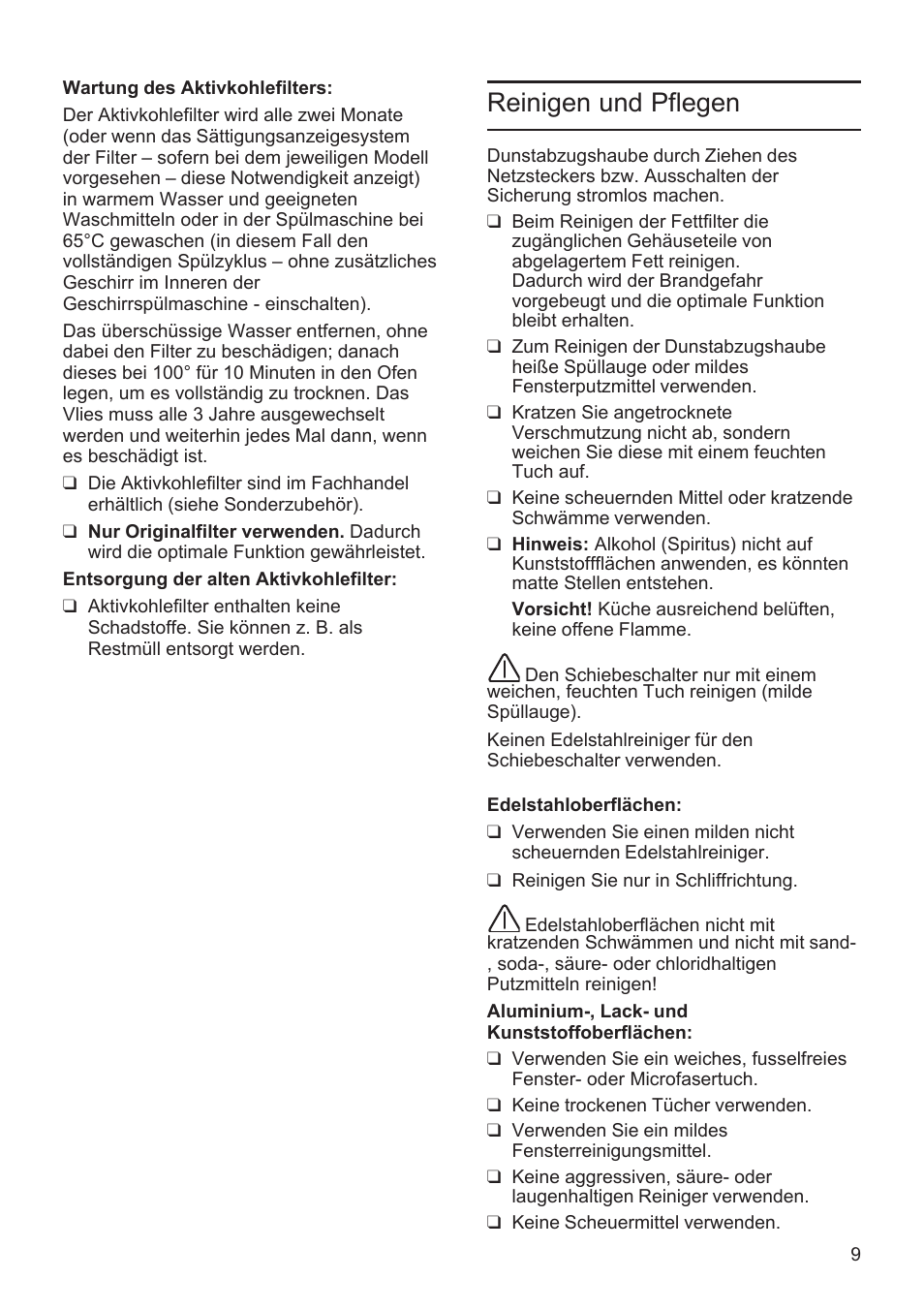 Reinigen und pflegen | Bosch DWK09M760 Vulkan Schwarz Wandesse 90 cm Schräg-Essen-Design User Manual | Page 9 / 40