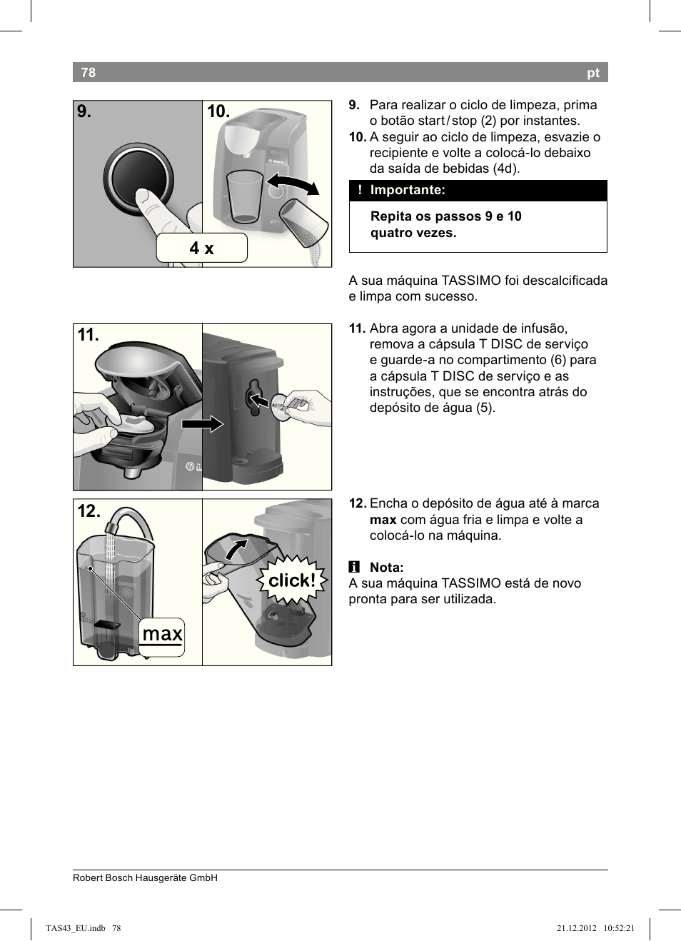 Bosch Multigetränkesystem clear white anthrazit TAS4304 User Manual | Page 76 / 164