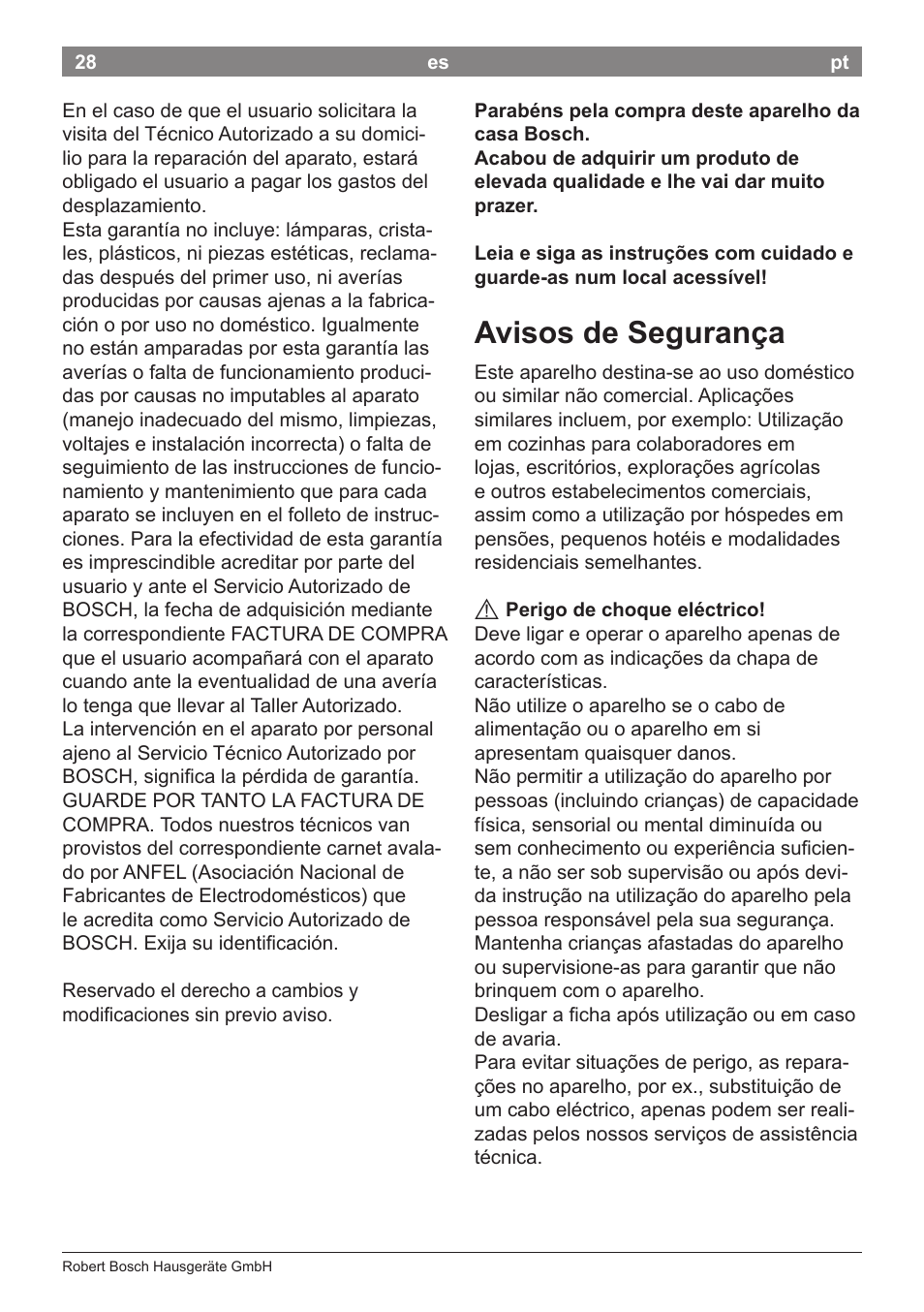 Avisos de segurança | Bosch TWK3A014 Kunststoff Wasserkocher CompactClass Primärfarbe rot Sekundärfarbe Hellgrau User Manual | Page 30 / 62