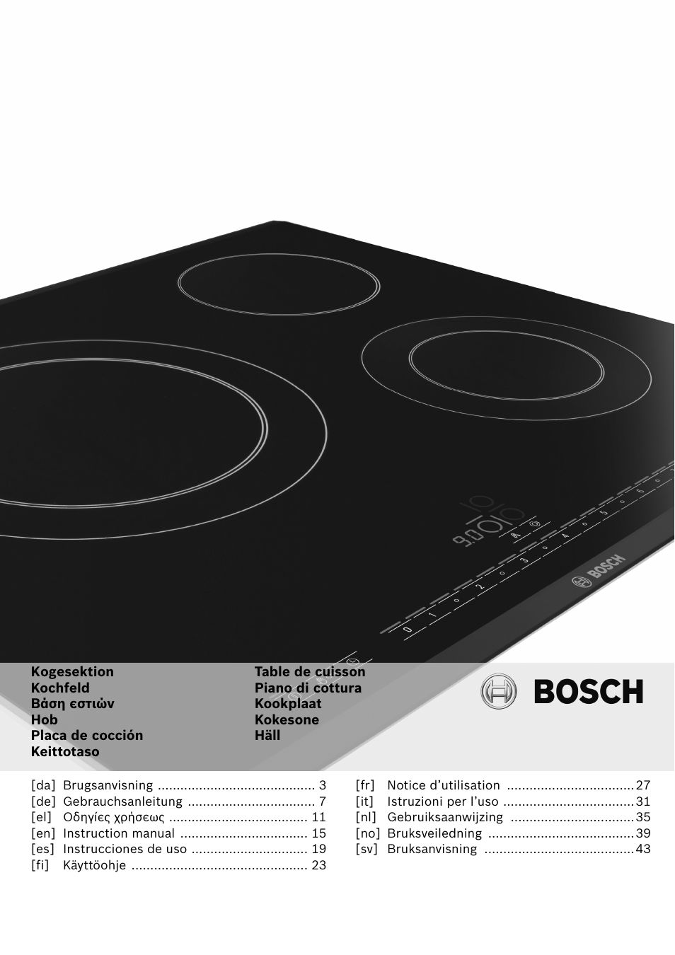 Bosch NCM615L01 Edelstahl Chromnickelstahl Massekochplatten-Herdmulde Einbau-Kochmulde User Manual | 47 pages