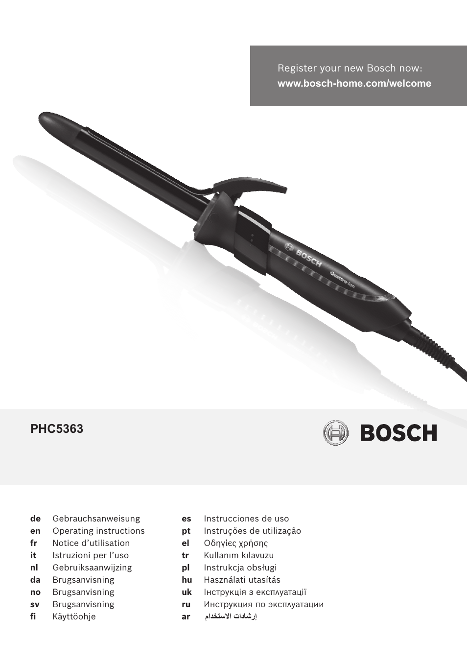 Bosch PHC5363 Lockenstab BrilliantCare Quattro-Ion User Manual | 102 pages