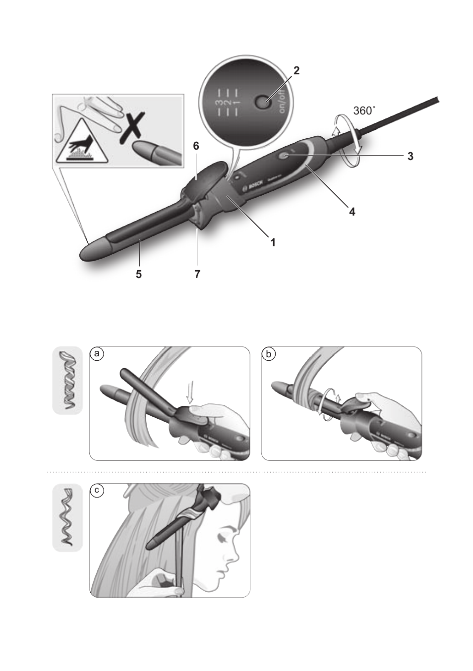 Bosch PHC5363 Lockenstab BrilliantCare Quattro-Ion User Manual | Page 3 / 102