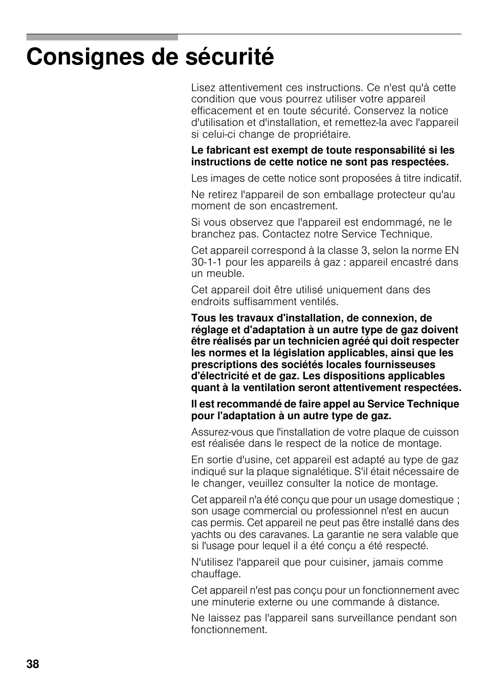 Consignes de sécurité | Bosch PRP626B70E Gas-Kochstelle Glaskeramik 60 cm User Manual | Page 37 / 118