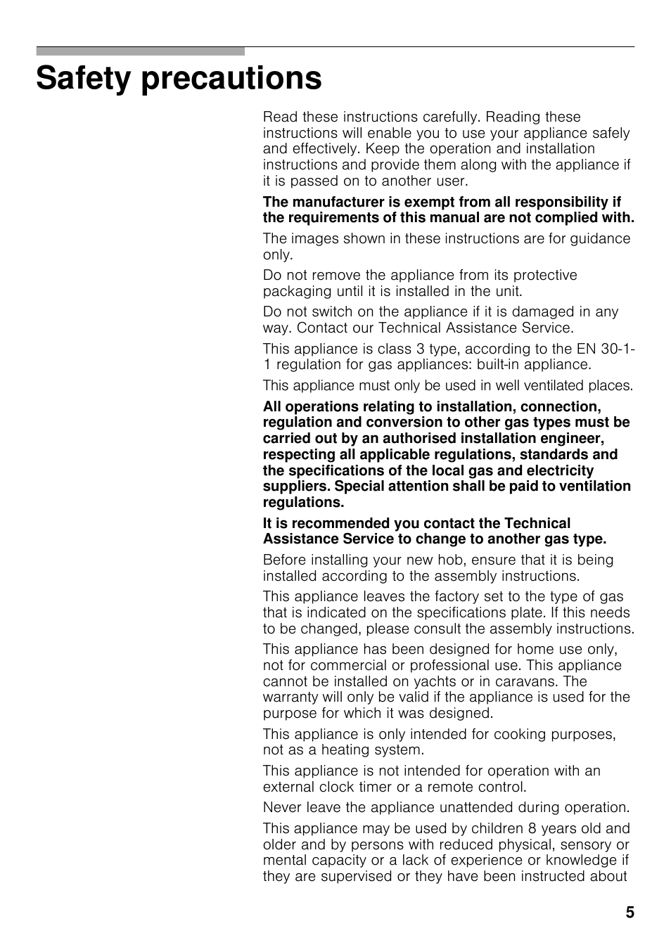 Safety precautions | Bosch PRP626B70E Gas-Kochstelle Glaskeramik 60 cm User Manual | Page 4 / 118