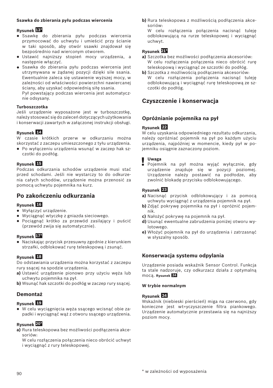 Po zakończeniu odkurzania, Czyszczenie i konserwacja | Bosch Runnn Beutelloser Bodenstaubsauger BGS41432 schwarz User Manual | Page 90 / 139