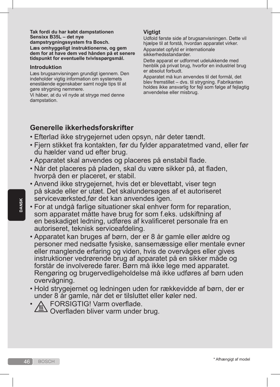 Bosch TDS3511 weiß schwarz Dampfstation Sensixx B35L User Manual | Page 46 / 160
