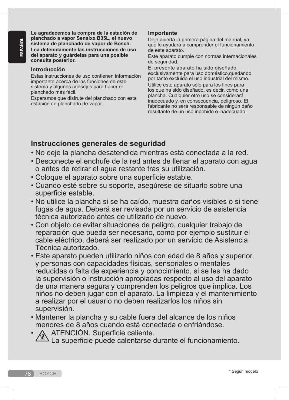 Bosch TDS3511 weiß schwarz Dampfstation Sensixx B35L User Manual | Page 78 / 160