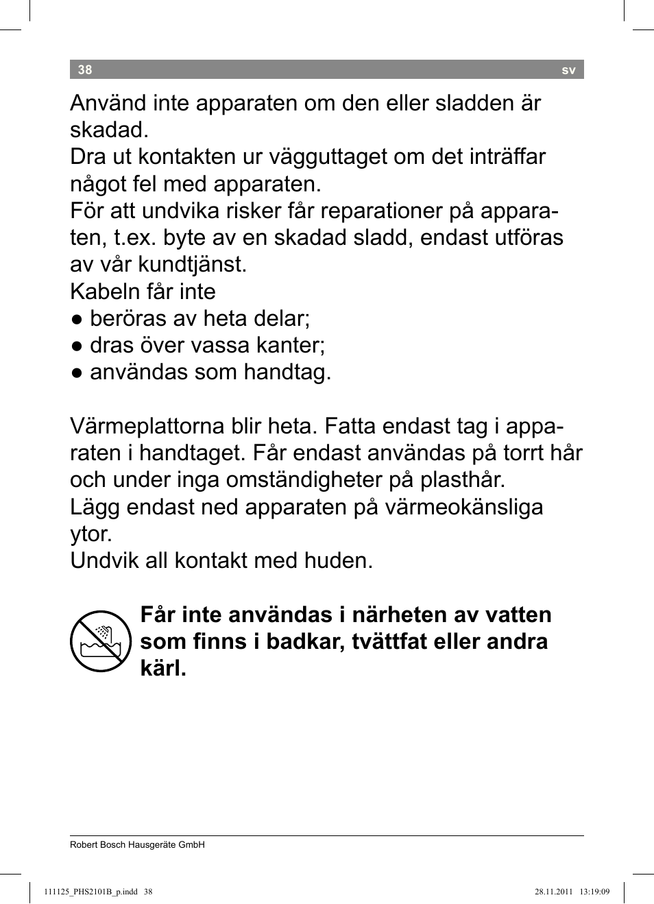 Bosch PHS2101 Haarglätter StarShine StraightStyle User Manual | Page 42 / 108