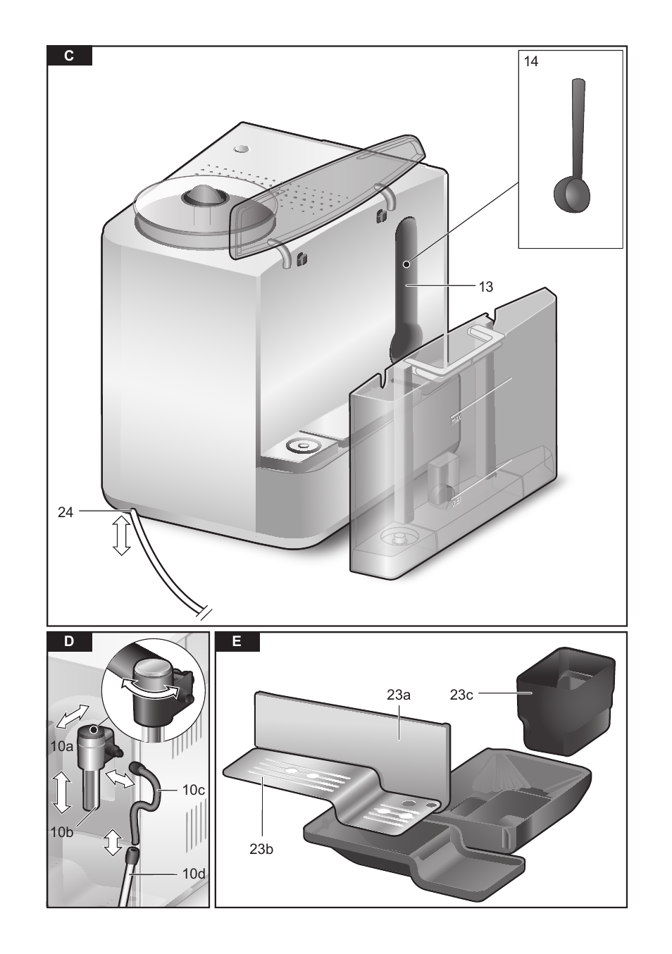 Bosch TES80359DE VeroSelection 300 Kaffeevollautomat Front Edelstahl Gehäuse hochglanz anthrazit User Manual | Page 4 / 120
