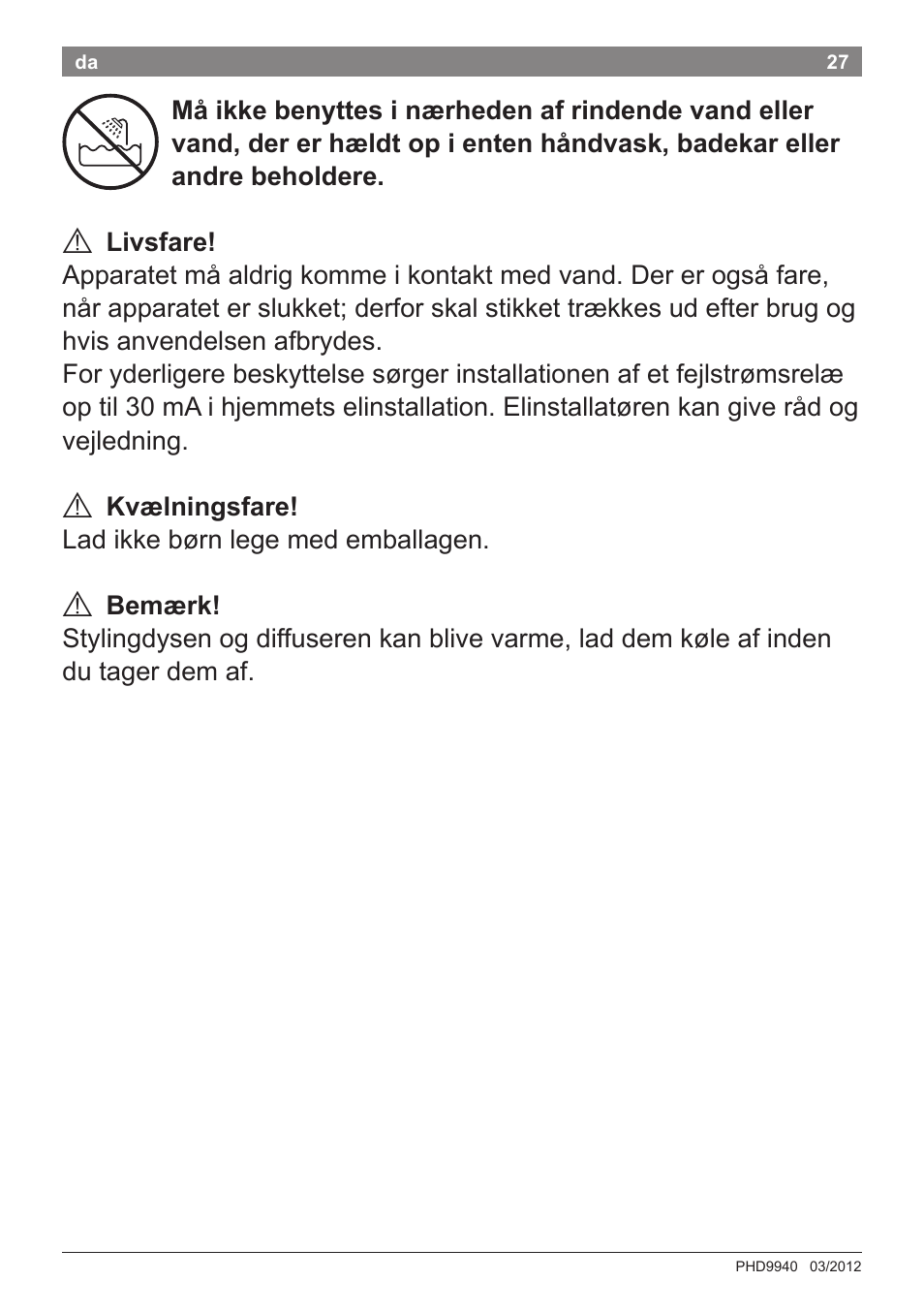 Bosch PHD9940 Profi-Haartrockner ProSalon PowerAC Compact User Manual | Page 29 / 98