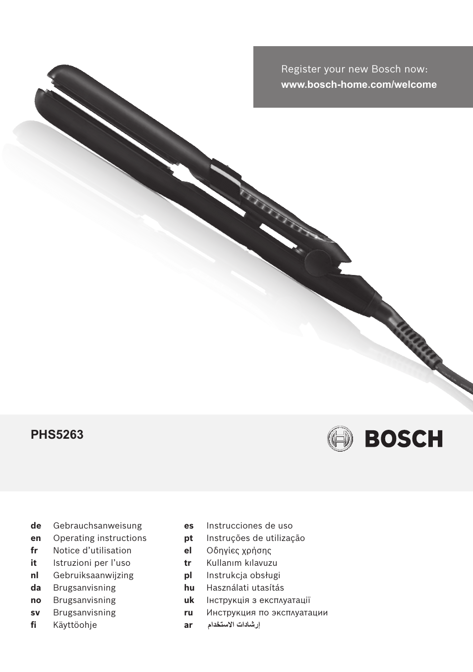 Bosch PHS5263 Haarglätter BrilliantCare Quattro-Ion User Manual | 90 pages