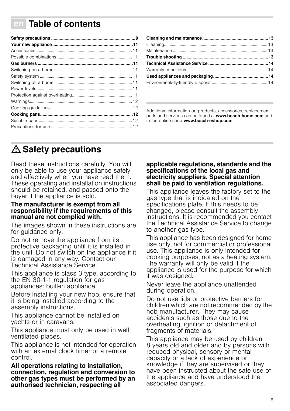 Bosch NNH615XEU Gas-Kochfeld Edelstahl 60 cm User Manual | Page 9 / 51