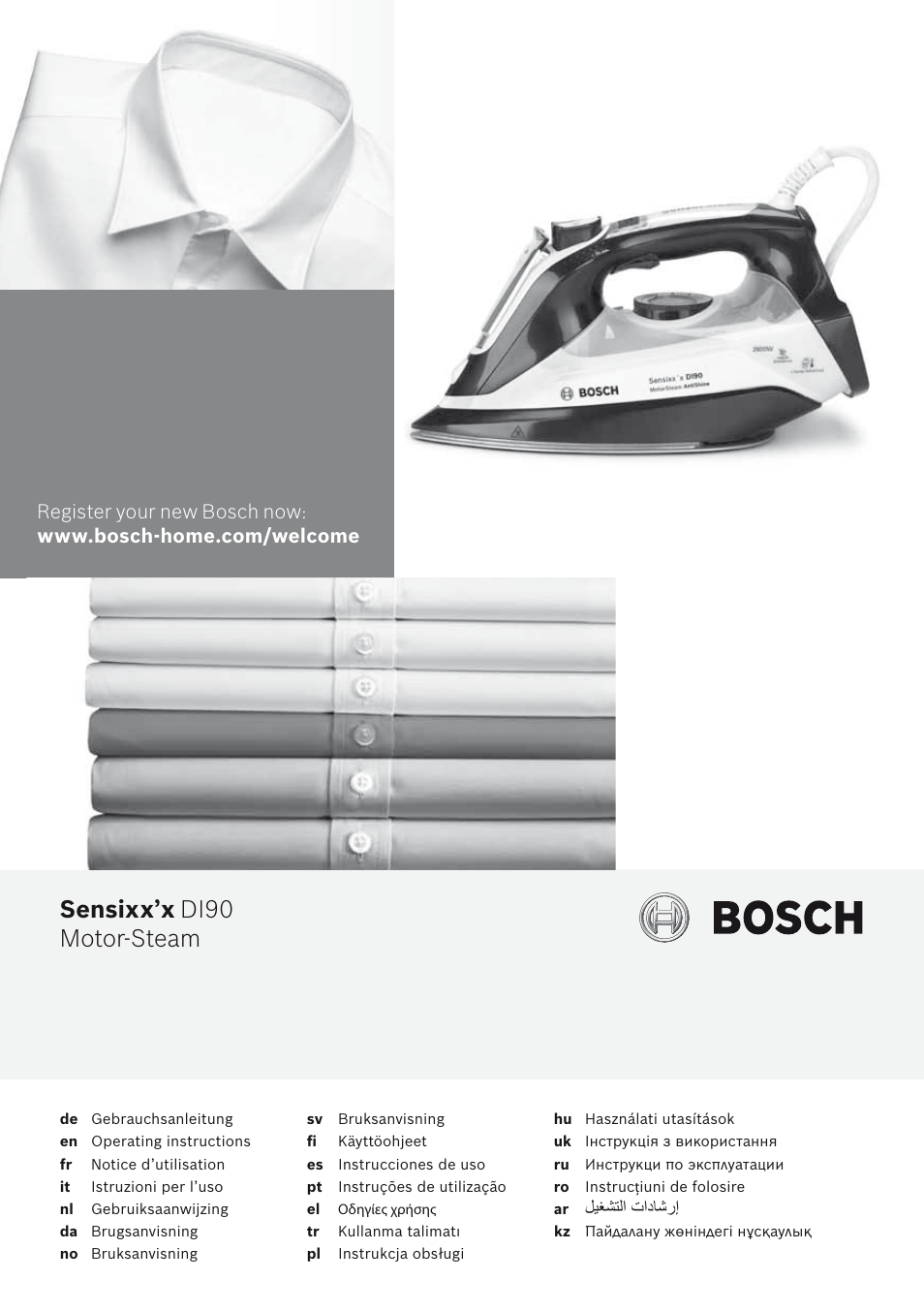 Bosch Kompakt-Dampfgenerator Sensixx´x DI90 AntiShine TDI903231A anthrazit metallic rosso rot User Manual | 160 pages