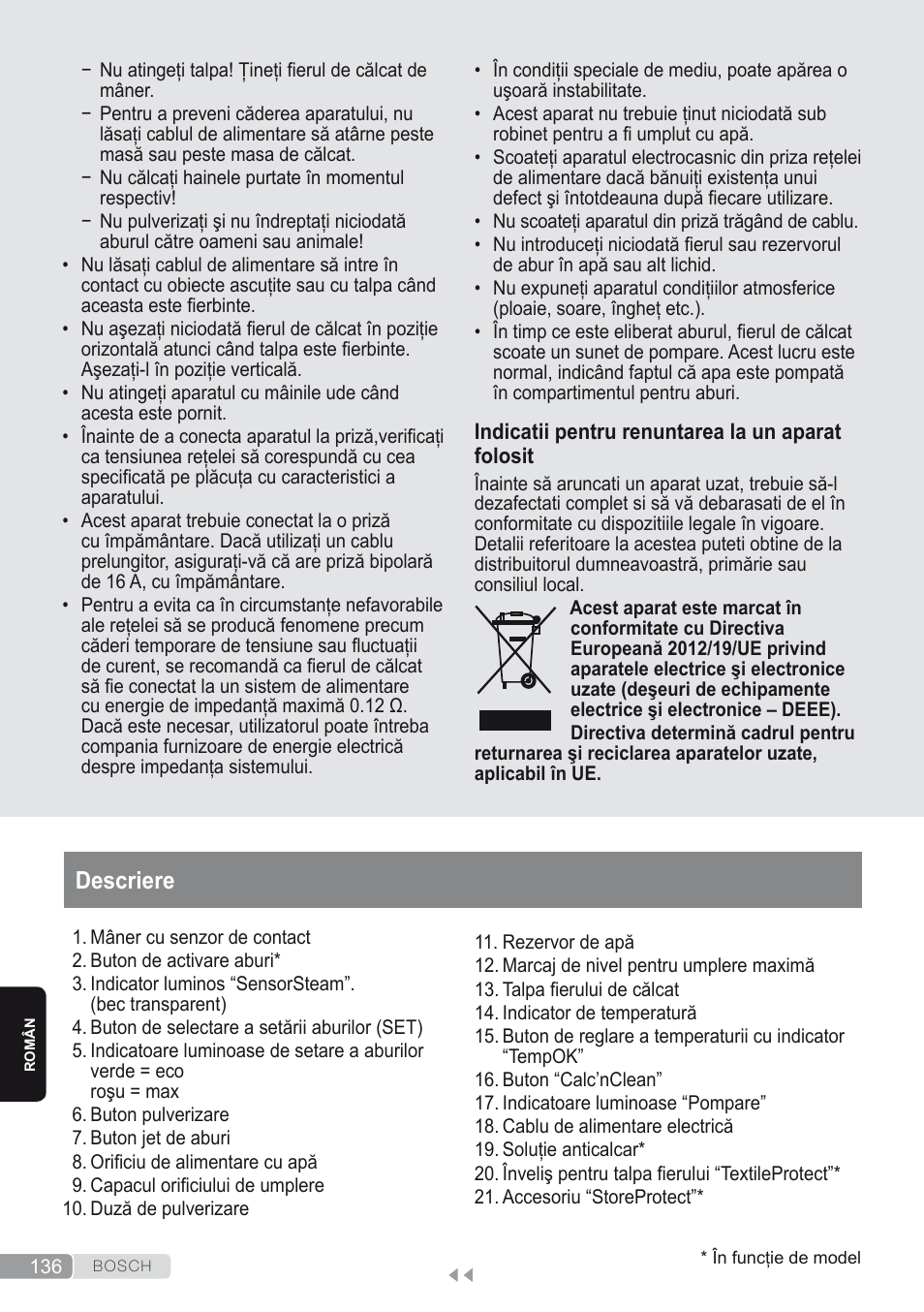 Descriere | Bosch Kompakt-Dampfgenerator Sensixx´x DI90 AntiShine TDI903231A anthrazit metallic rosso rot User Manual | Page 138 / 160