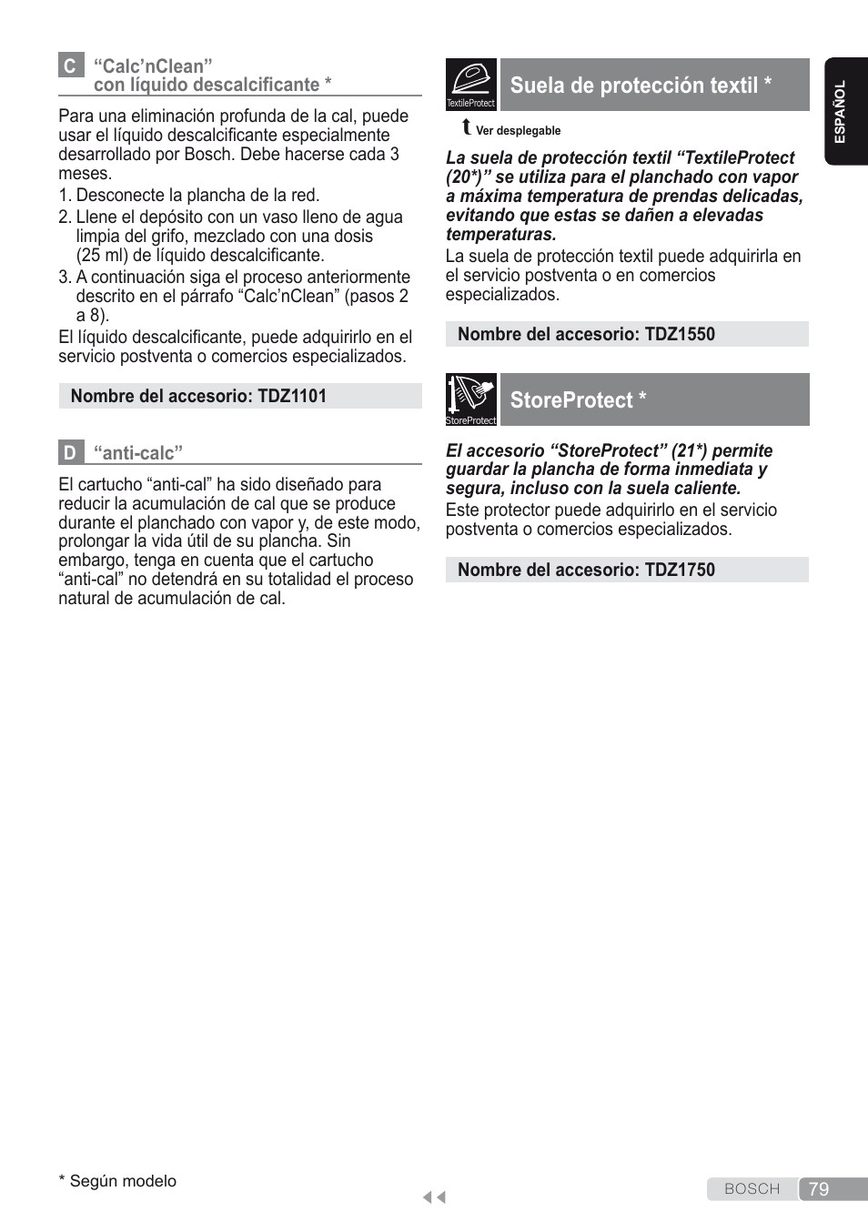 Suela de protección textil, Storeprotect, Soluciones para pequeños problemas | Bosch Kompakt-Dampfgenerator Sensixx´x DI90 AntiShine TDI903231A anthrazit metallic rosso rot User Manual | Page 81 / 160
