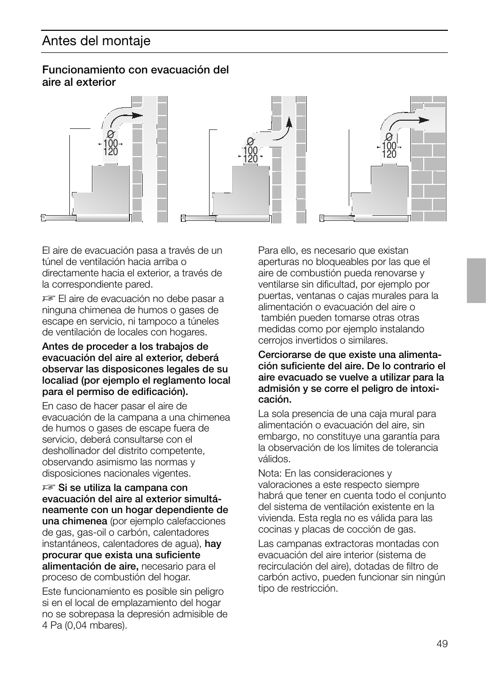 Antes del montaje | Bosch DHI645H grau-metallic Flachschirmhaube 60 cm User Manual | Page 49 / 68