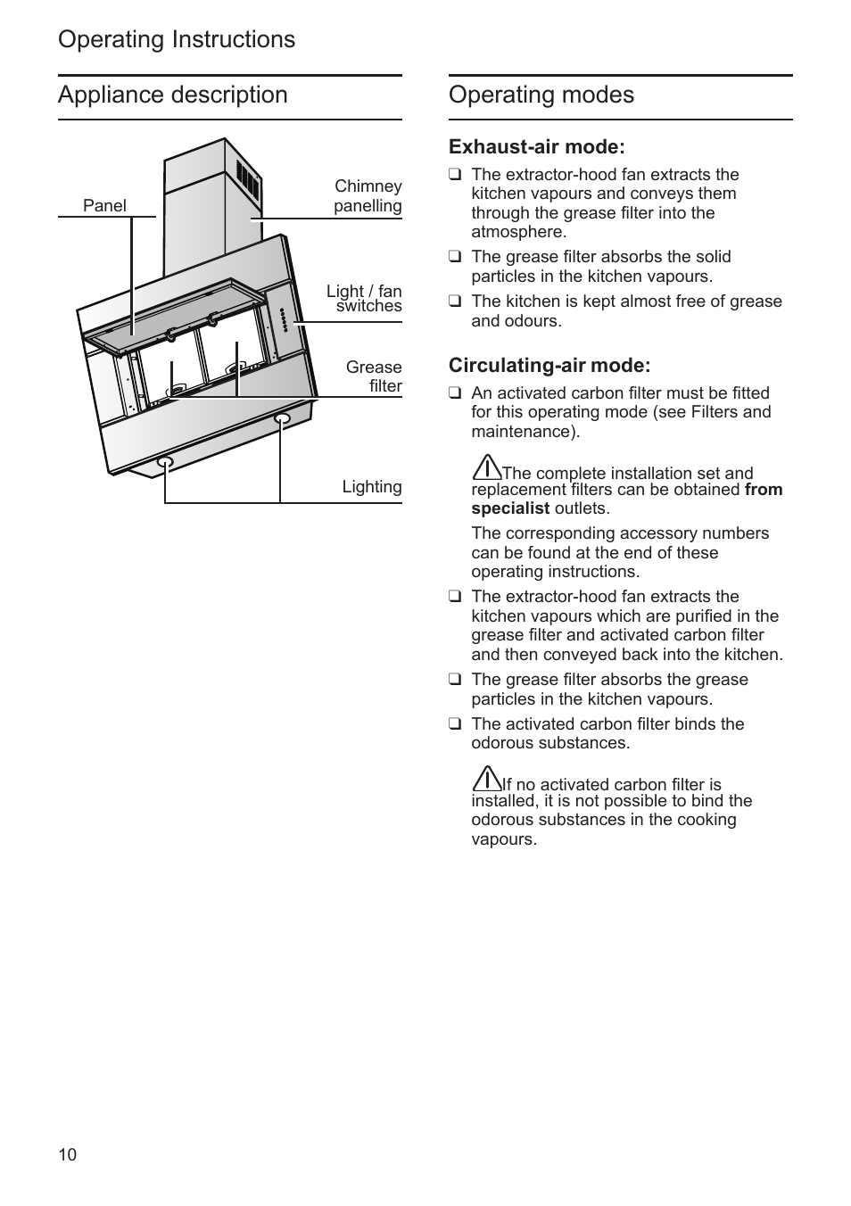 Operating instructions operating modes, Appliance description | Bosch DWK096652 Edelstahl User Manual | Page 10 / 84