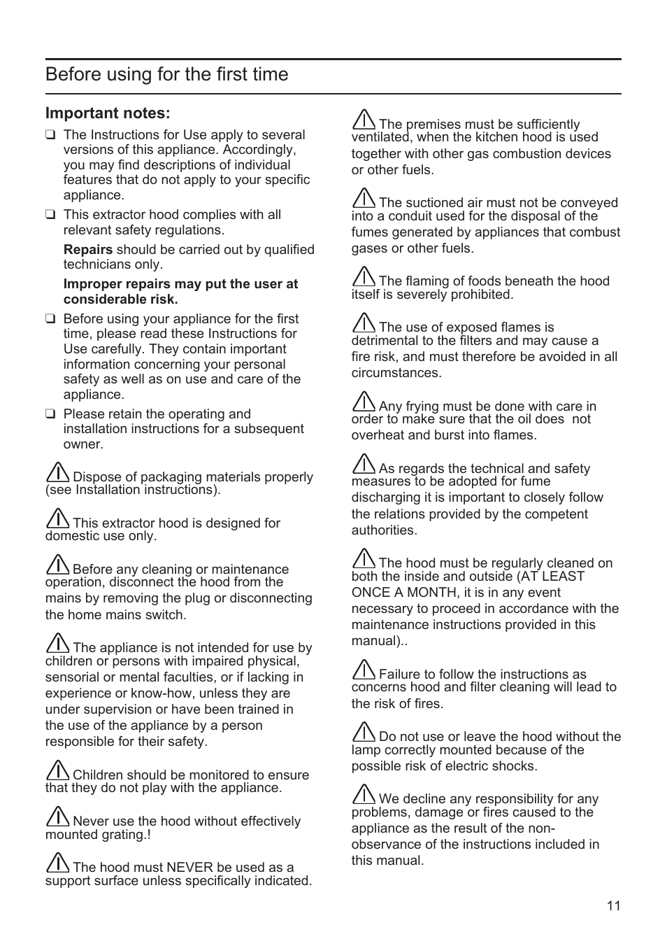 Before using for the first time | Bosch DWK096652 Edelstahl User Manual | Page 11 / 84